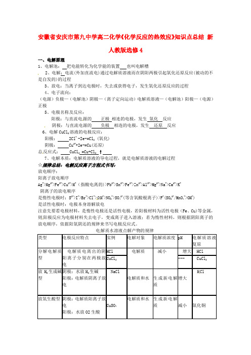 高中化学《电解池》知识点总结》新人教版