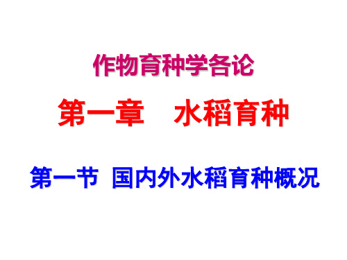 水稻 作物育种学各论课件