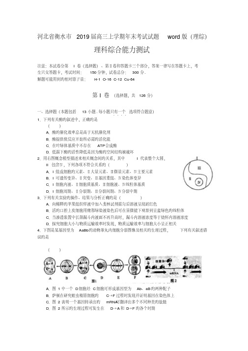 河北省衡水市2019届高三上学期年末考试试题word版(理综)