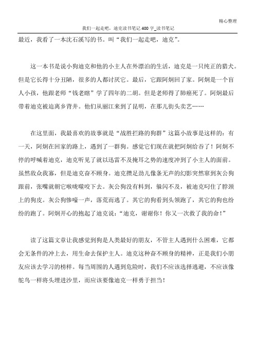 我们一起走吧,迪克读书笔记400字_读书笔记