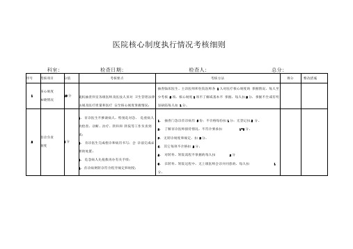 医院核心制度执行情况考核细则