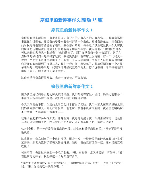 寒假里的新鲜事作文(精选15篇)