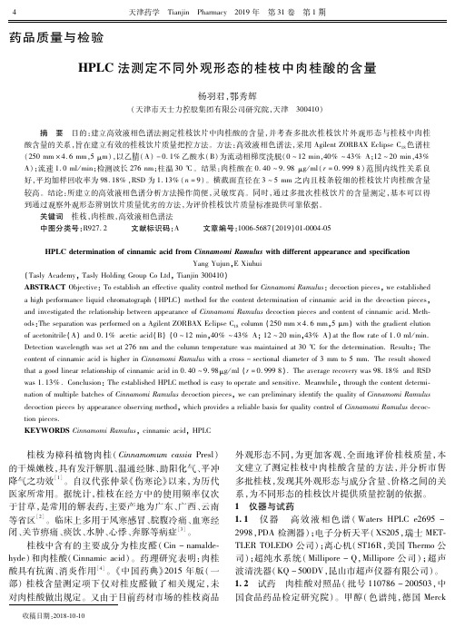 HPLC法测定不同外观形态的桂枝中肉桂酸的含量