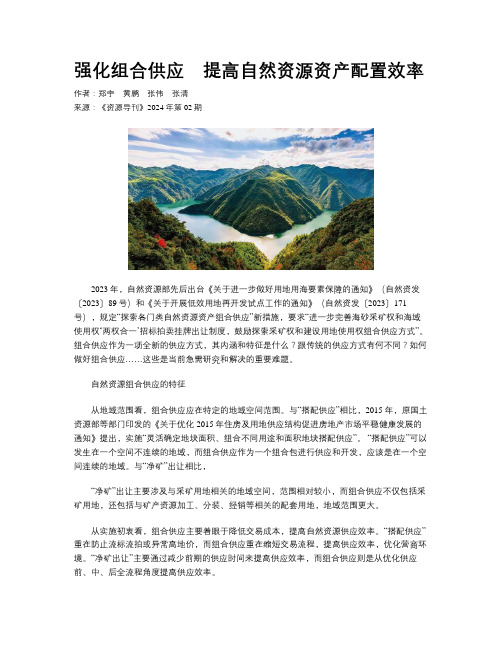 强化组合供应　提高自然资源资产配置效率