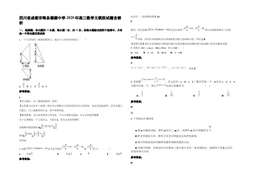 四川省成都市郫县德源中学2020年高三数学文模拟试题含解析