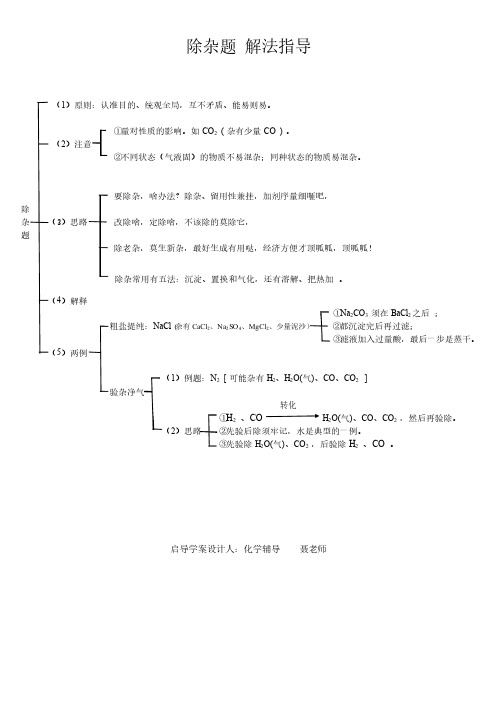 初中化学除杂题解法指导与专项训练（附答案）