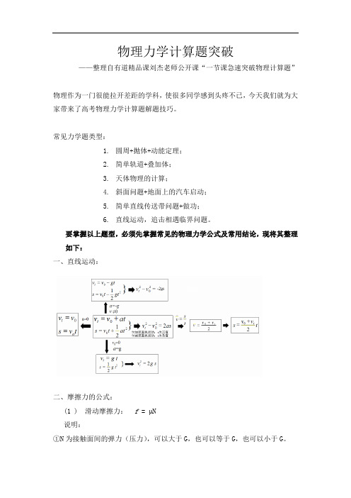 物理力学计算题突破