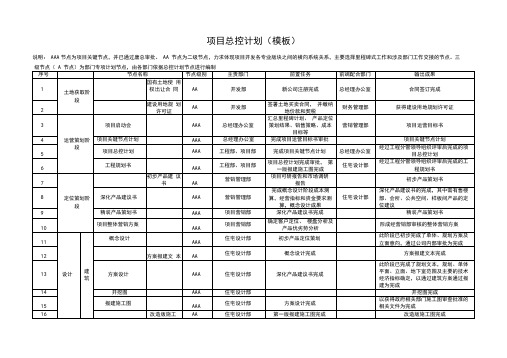 项目总控计划(模板)