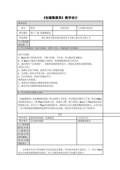 《创建数据表》教学设计