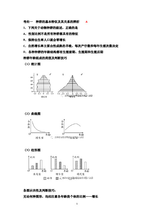 生物必修三《种群特征及数量变化》习题 ,答案