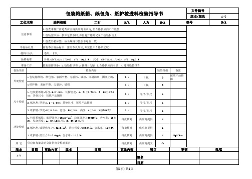 包装箱纸箱、纸包角、纸护棱进料检验指导书