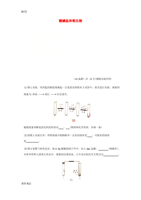 [推荐学习]2018年中考化学真题分类汇编2我们身边的物质考点14酸碱盐和氧化物6化学反应相关实验分