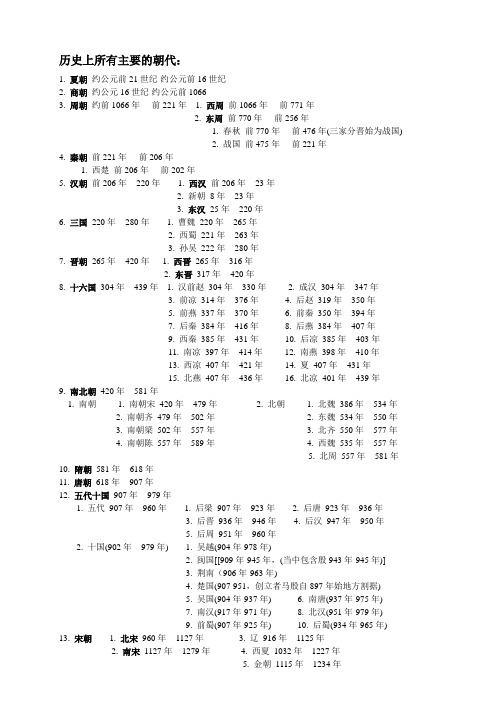 中国历史朝代年份记忆