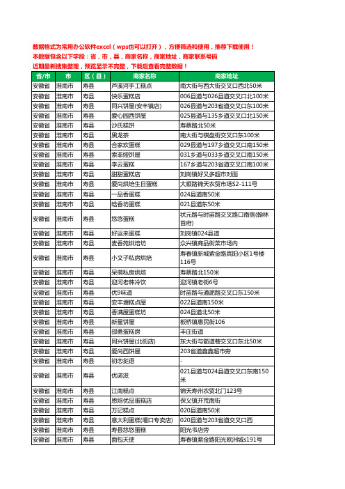 新版安徽省淮南市寿县蛋糕房工商企业公司名录名单黄页大全84家