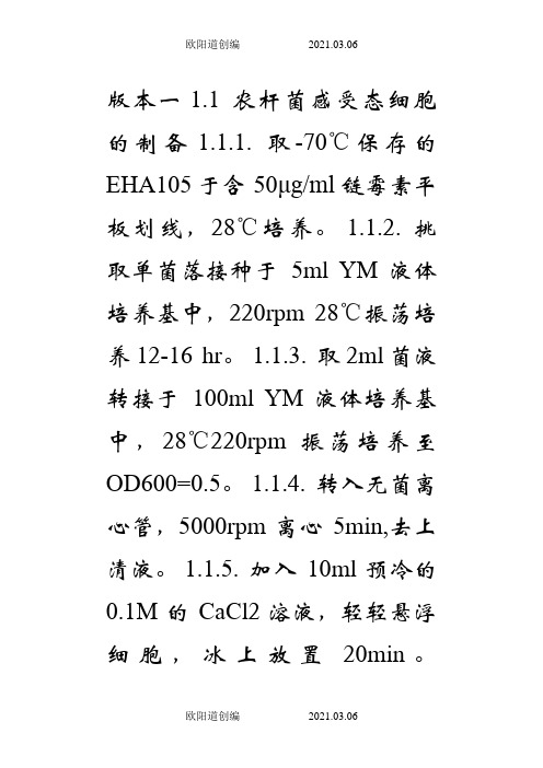 农杆菌感受态制备之欧阳道创编