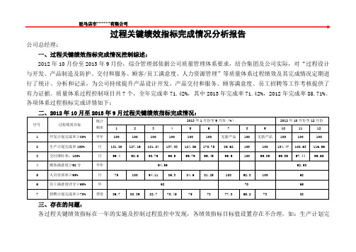 过程关键绩效指标分析报告