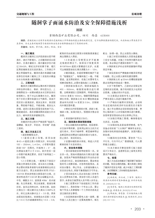 隧洞掌子面涌水防治及安全保障措施浅析