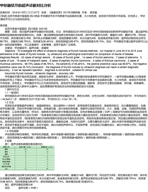 甲状腺结节的超声诊断对比分析