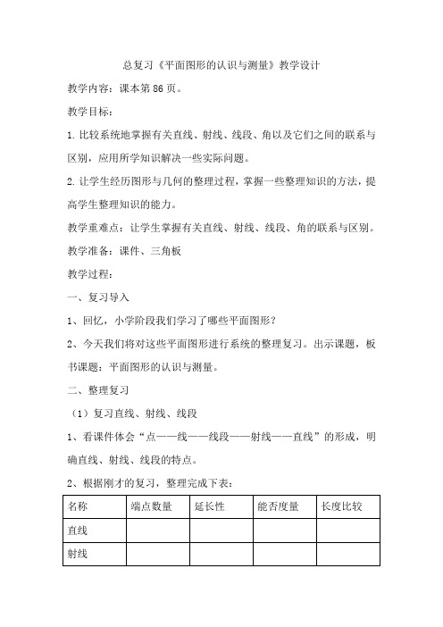 六年级下册数学平面图形的认识与测量优秀教案