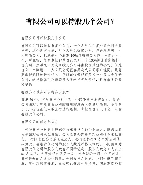 有限公司可以持股几个公司？