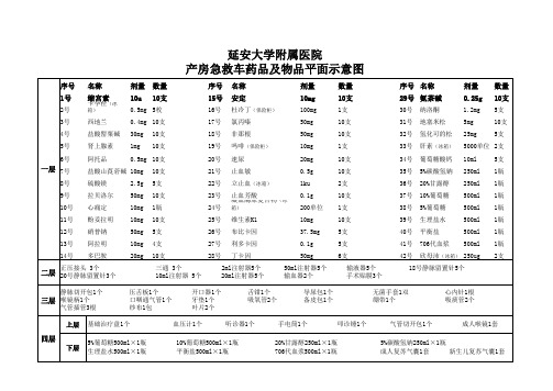 救急车内药品及物品清单分配平面示意图Microsoft Excel 工作表