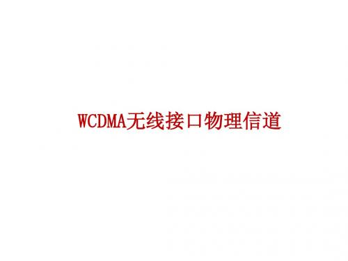 WCDMA无线接口物理信道