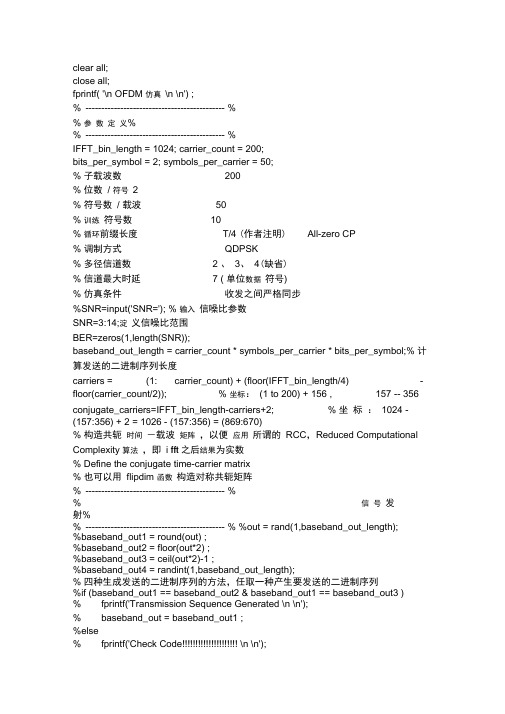 Matlab简单的OFDM仿真-信道估计-有BER曲线