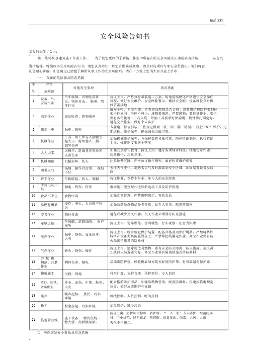 安全风险告知书(样板).docx