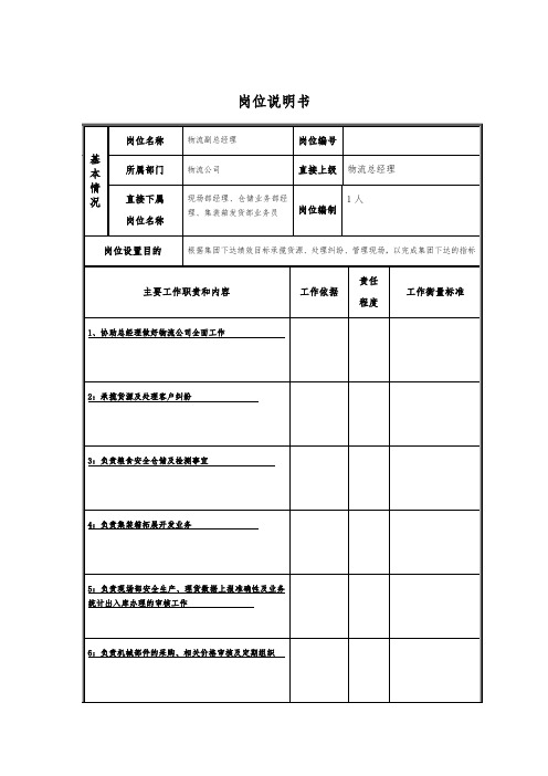 物流公司总经理岗位说明书