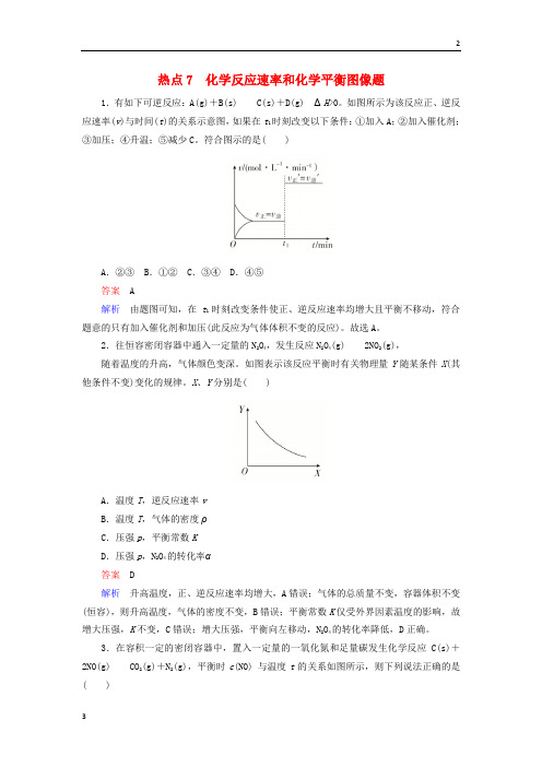 2019届高考化学二轮复习选择题热点7化学反应速率和化学平衡图像题20190222375