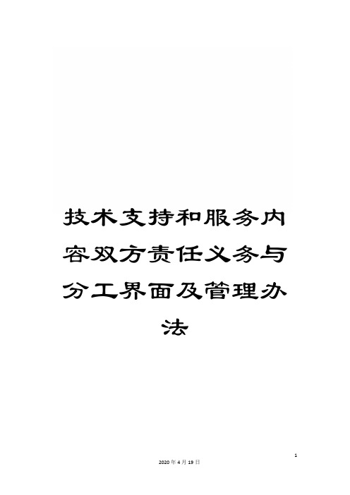 技术支持和服务内容双方责任义务与分工界面及管理办法