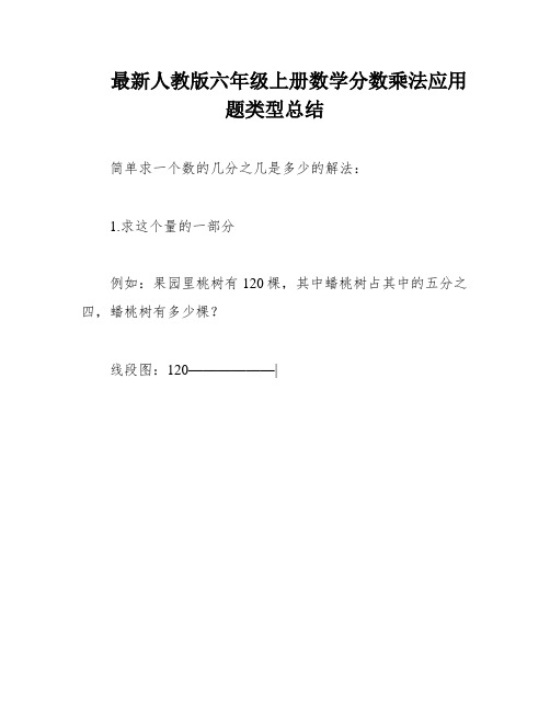 最新人教版六年级上册数学分数乘法应用题类型总结