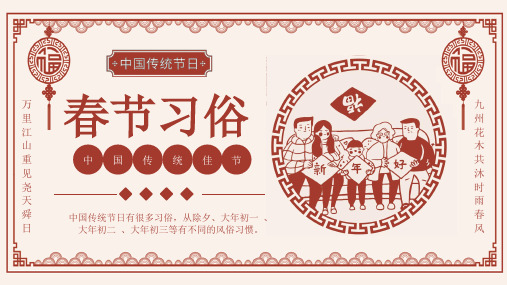 中国传统春节习俗介绍PPT模板