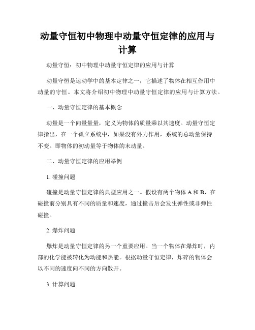 动量守恒初中物理中动量守恒定律的应用与计算