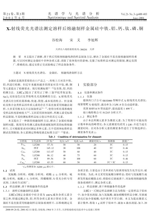 X-射线荧光光谱法测定溶样后熔融制样金属硅中铁、铝、钙、钛、磷、铜