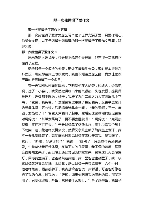 那一次我懂得了爱作文