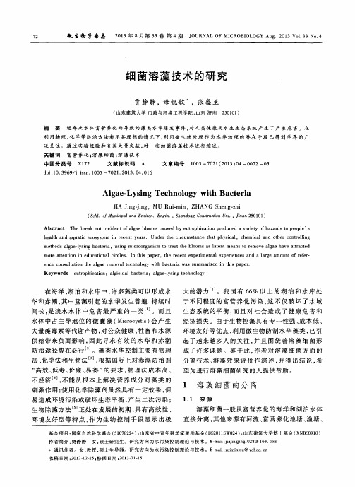 细菌溶藻技术的研究