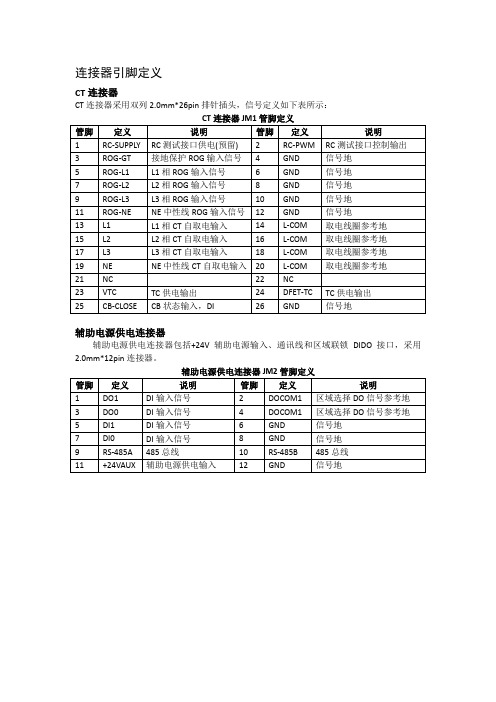 HF-BT2连接器管脚定义