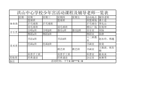 少年宫课程安排