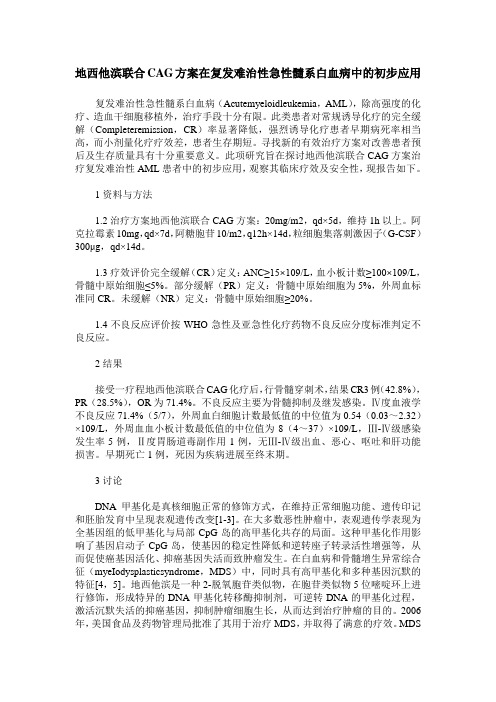 地西他滨联合CAG方案在复发难治性急性髓系白血病中的初步应用