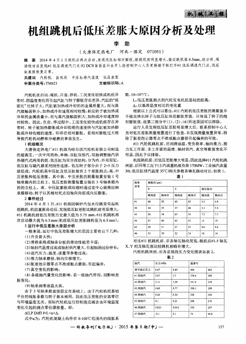 机组跳机后低压差胀大原因分析及处理