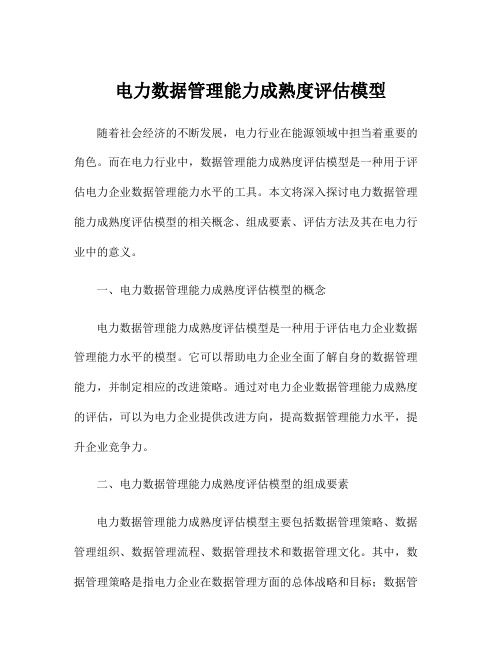 电力数据管理能力成熟度评估模型