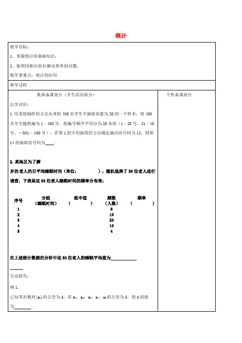 高中数学 第二章 统计教学案2苏教版必修3