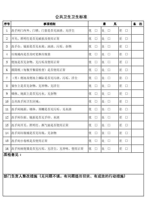 公共卫生间检查表