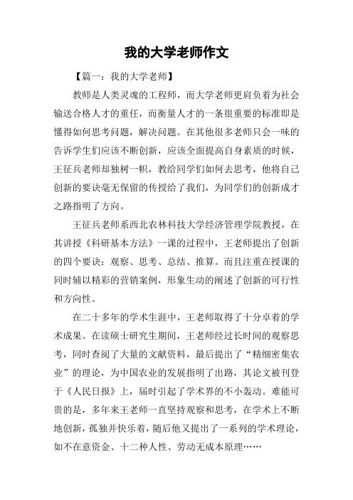 我的大学老师作文