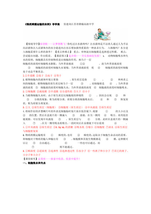 物质跨膜运输的实例导学案
