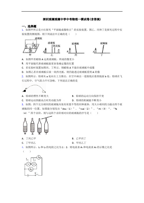 深圳观澜观澜中学中考物理一模试卷(含答案)