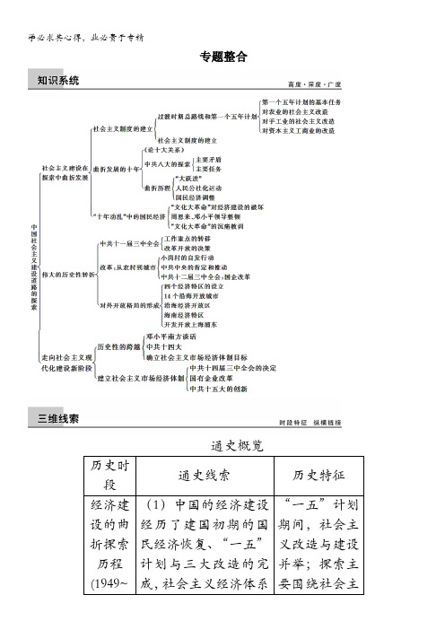 2015高考历史(人民版)大一轮专题回顾：专题八 中国社会主义建设道路的探索