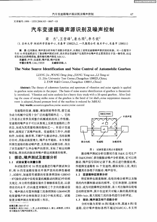 汽车变速箱噪声源识别及噪声控制