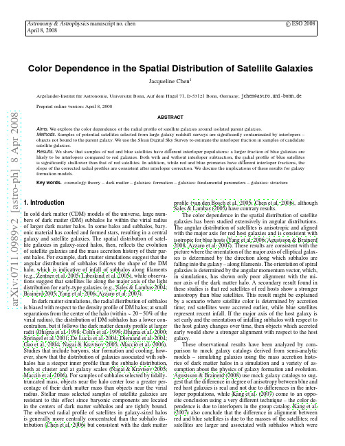 Color Dependence in the Spatial Distribution of Satellite Galaxies